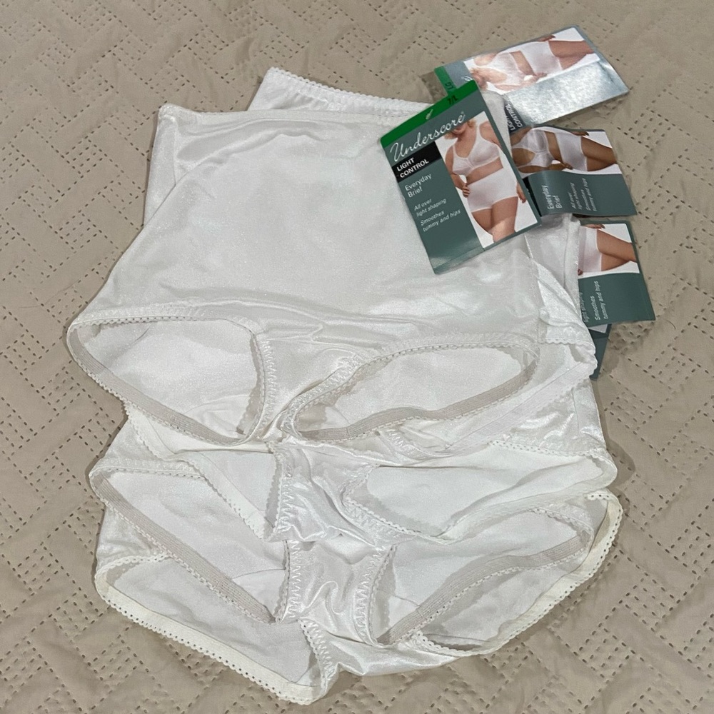 5 NWT Underscore Light Control Everyday Briefs, white JC Penney panties 7/large